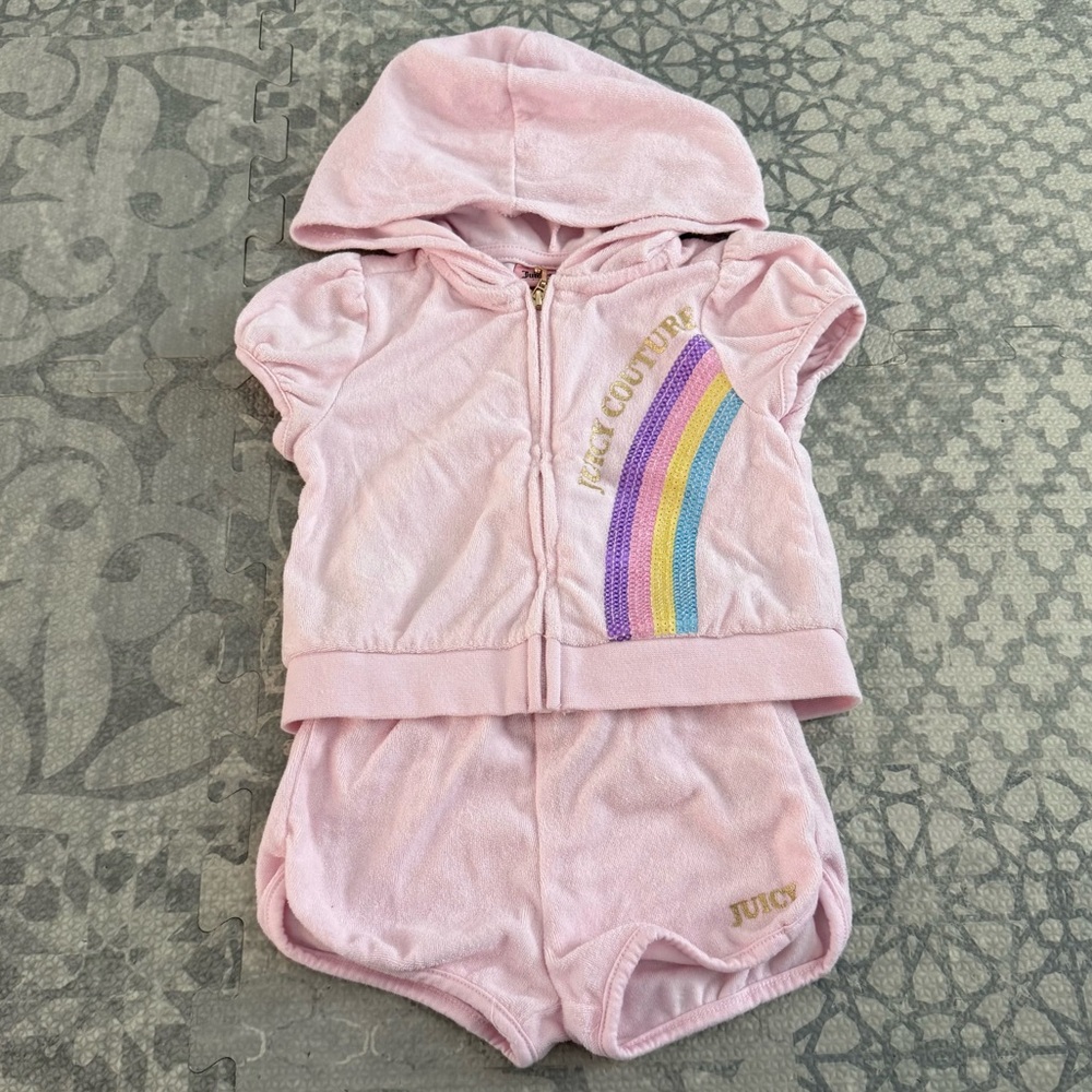 Juicy Couture - 2T Baby Girls Pink matching set with Rainbow Accent